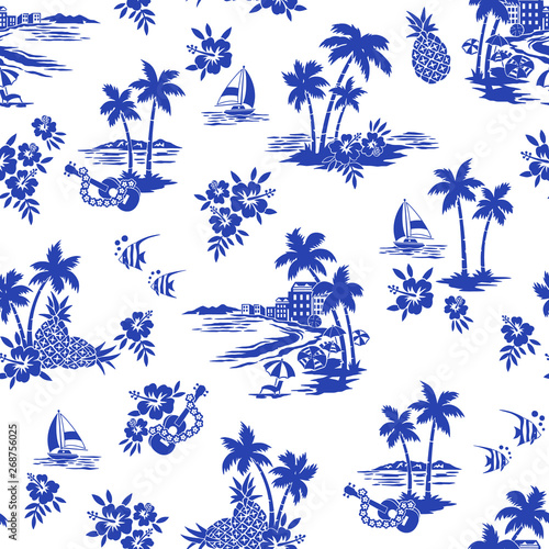 I made Hawaiian shore scenery a seamless pattern,