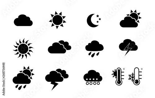 Weather and seasons. Vector icon set 