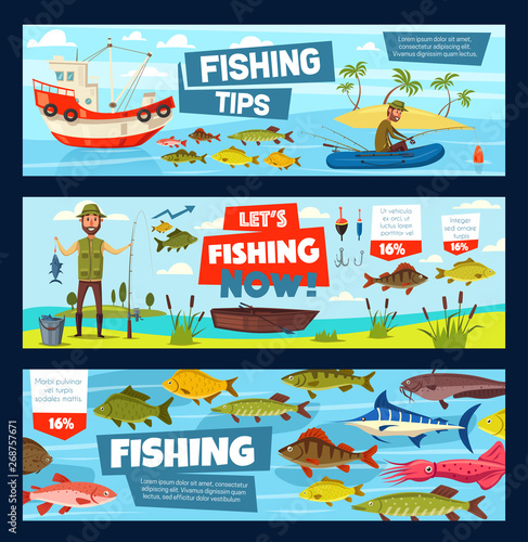 Fishing boat, fisher fish catch tackles equipment