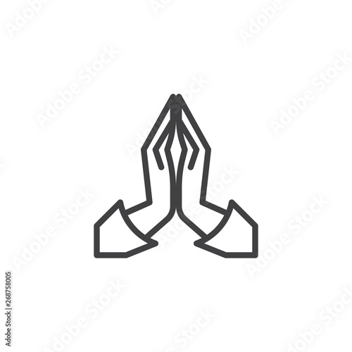 Praying hands line icon. linear style sign for mobile concept and web design. Two hands pray outline vector icon. Religion symbol, logo illustration. Vector graphics
