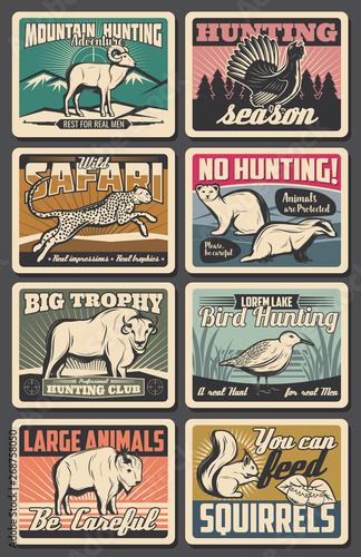 Animals hunting or poaching season, hunter club
