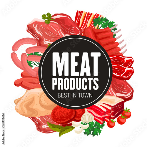 Butchery meat products, butcher shop food