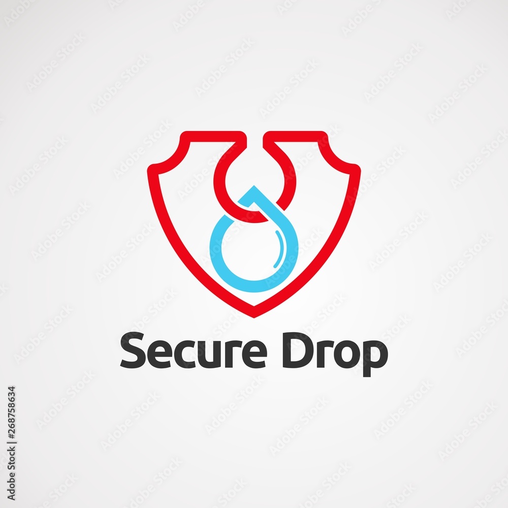 Fototapeta premium secure drop logo vector with simple touch, icon, element, and template for company