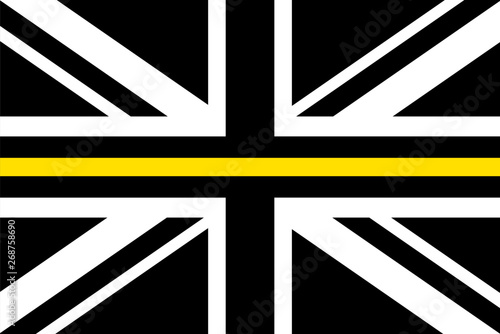 United Kingdom flag with a thin yellow or gold line - a sign to honor and respect British Dispatchers, Security Guards and Loss Prevention.
