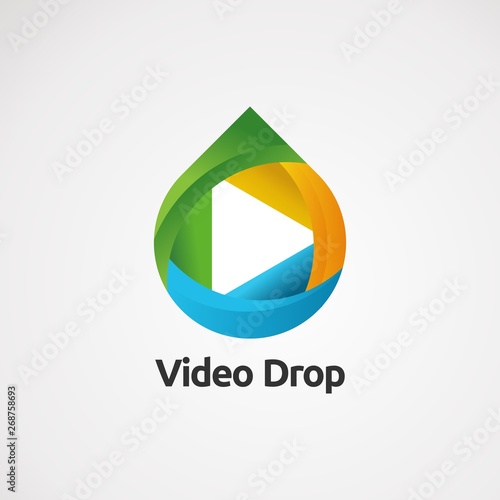 Free Download video drop logo vector with fun concept, icon, element, and template for company - GFXLoad