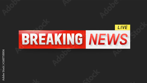 Breaking news live banner. Hot news announcement for the television info shows