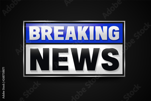 Breaking news banner. Hot news announcement for the television info shows