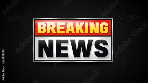 Breaking news live. Banner for broadcasting of the hot information report.