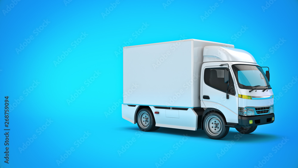 white delivery truck. 3d rendering