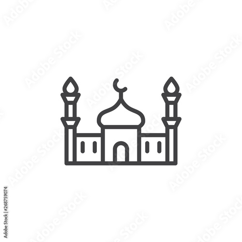 Islamic mosque line icon. linear style sign for mobile concept and web design. Ramadan kareem outline vector icon. Symbol, logo illustration. Vector graphics