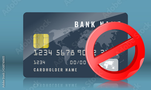 Blocked credit or bank card concept illustration. Vector illustration.