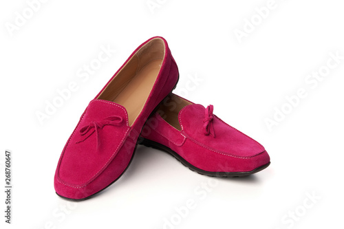 Pink suede woman's moccasins shoes
