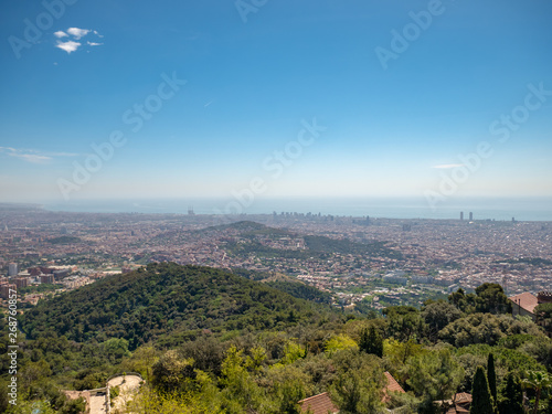 Panoramic view of Barcelona from Tibidabo  Spain.