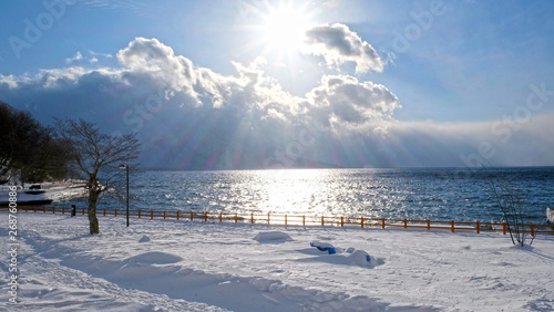 Lake Toya in winter, Hokkaido Japan