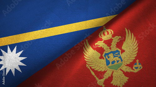 Nauru and Montenegro two flags textile cloth, fabric texture