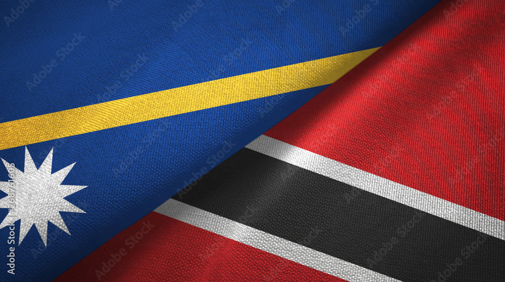 Nauru and Trinidad and Tobago two flags textile cloth, fabric texture Nauru and Trinidad and Tobago two flags textile cloth, fabric texture