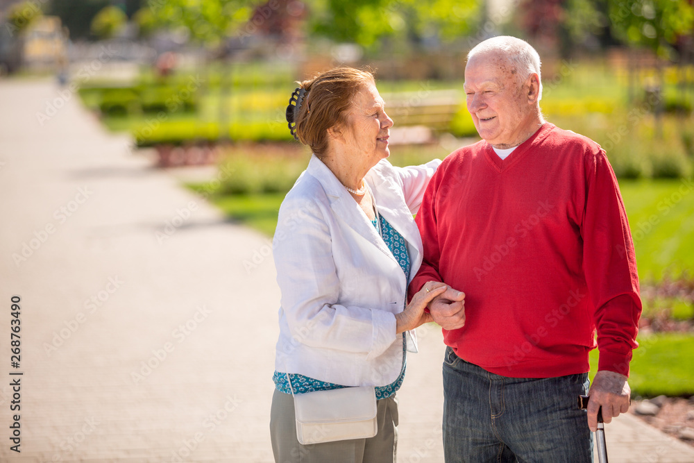 Happy senior couple in summer park Happy senior couple in summer park