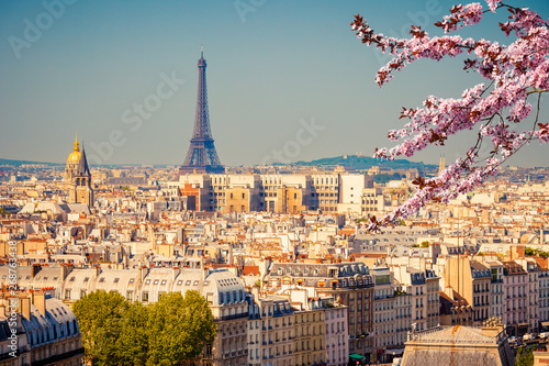 Photography View on Eiffel Tower in Paris at spring, France