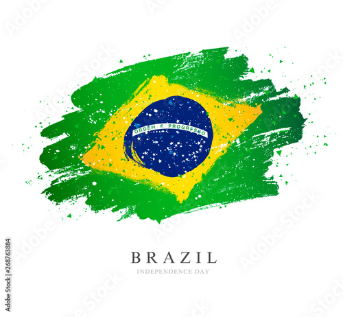 Brazil flag. Vector illustration. Brush strokes. Independence Day.