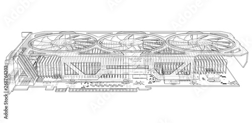 Gpu Card Outline. Vector