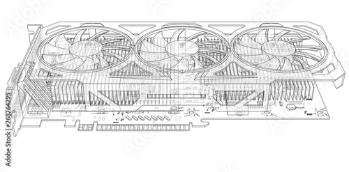 Gpu Card Outline. Vector