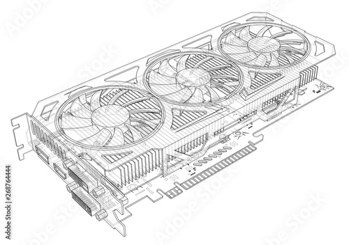 Gpu Card Outline. Vector