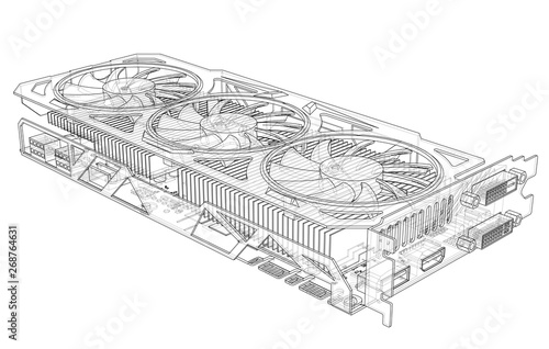 Gpu Card Outline. Vector