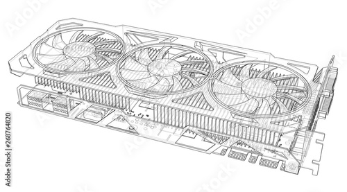 Gpu Card Outline. Vector