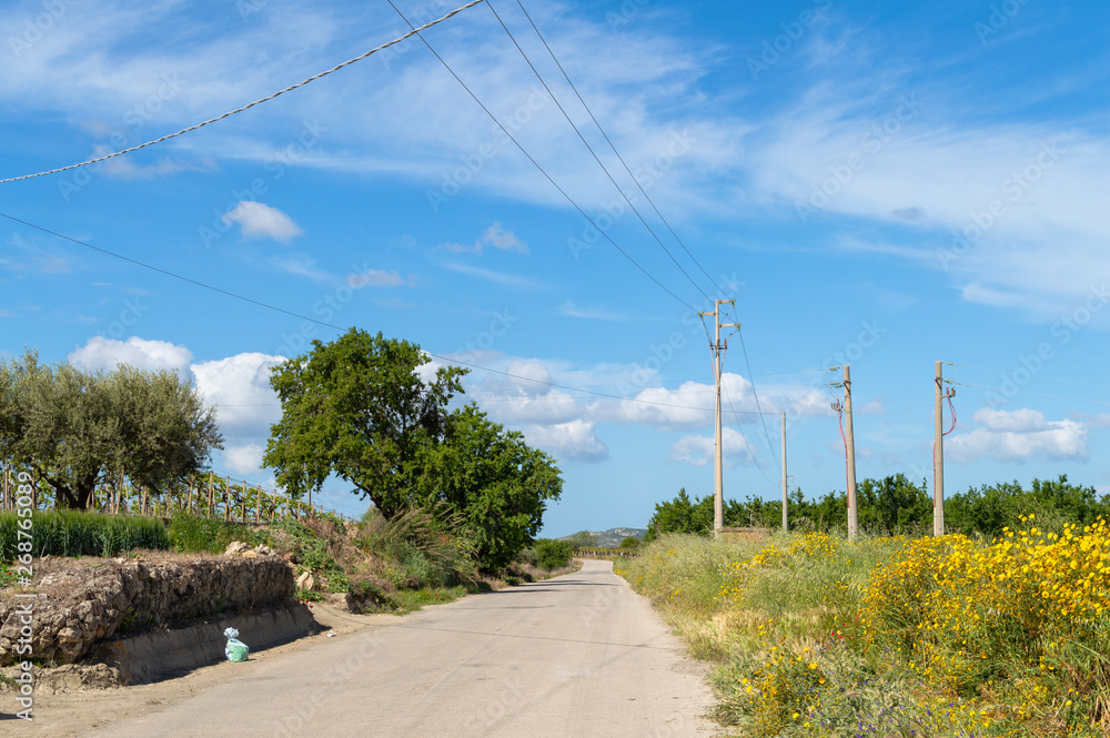 Sicilian Country Road, Caltanissetta, Italy, Europe Sicilian Country Road, Caltanissetta, Italy, Europe