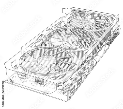 Gpu Card Outline. Vector