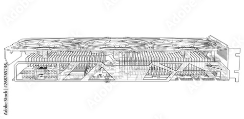Gpu Card Outline. Vector