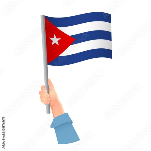 Cuba flag in hand icon © Visual Content