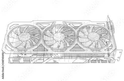 Gpu Card Outline. Vector