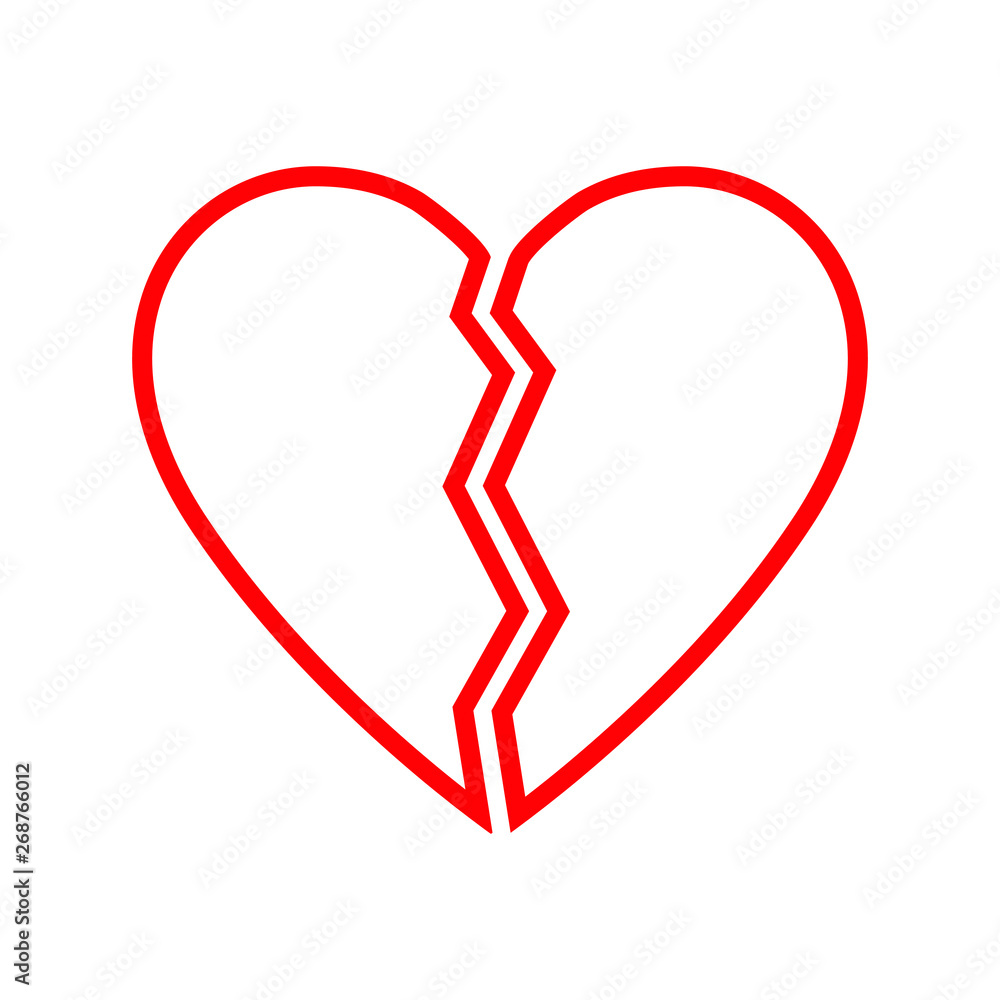 Broken Heart vector icon. red broken heart isolated illustration Broken Heart vector icon. red broken heart isolated illustration