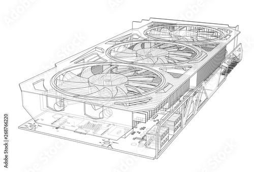 Gpu Card Outline. Vector