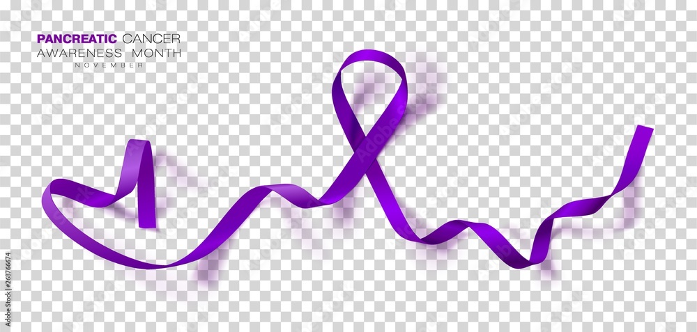 Pancreatic Cancer Awareness Month. Purple Color Ribbon Isolated On