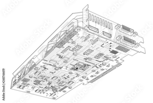 Gpu Card Outline. Vector