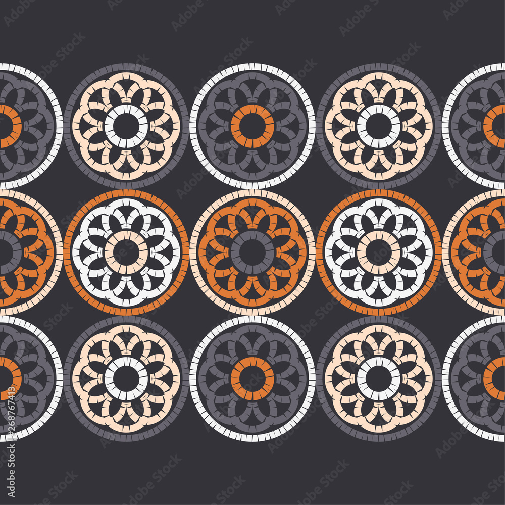 Polka dots seamless pattern. Mosaic of ethnic figures. Patterned texture. Geometric background. Can be used for wallpaper, textile, invitation card, wrapping, web page background. Polka dots seamless pattern. Mosaic of ethnic figures. Patterned texture. Geometric background. Can be used for wallpaper, textile, invitation card, wrapping, web page background.