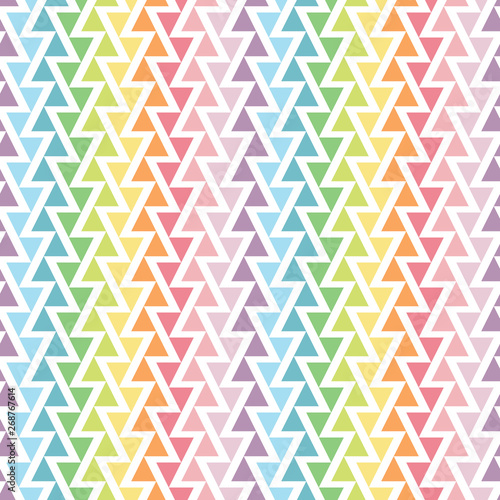 colorful zig-zag triangles. rainbow and pastel color concept. seamless pattern. vector illustration.