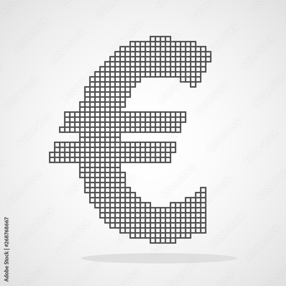 Euro currency icon in Pixel art design. Vector illustration. Euro currency icon in Pixel art design. Vector illustration.