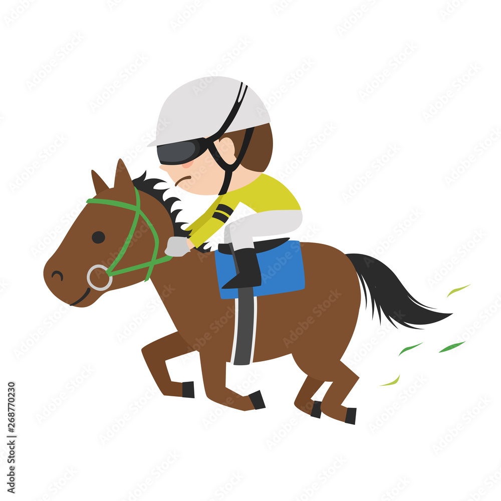 競馬のイラスト 一生懸命走っている競走馬と若手騎手 Stock Vector Adobe Stock