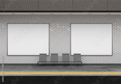Tableau sur toile Mock up of an subway Billboard Advertisement - 3d rendering