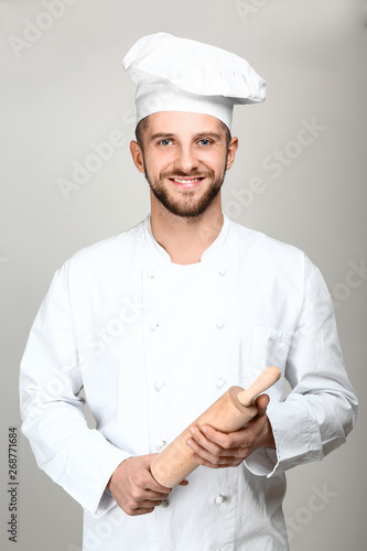 Male chef on light background © Pixel-Shot