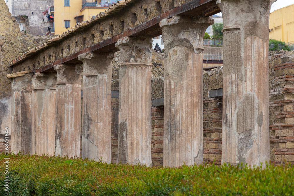 Herculaneum, Italy. 04-24-2019. Ruins at Herculaneum ancient roman city in Italy