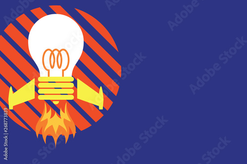 Top view launching bulb rocket fire base. Starting new project. Fuel idea Design business Empty copy space text for Ad website promotion isolated Banner template