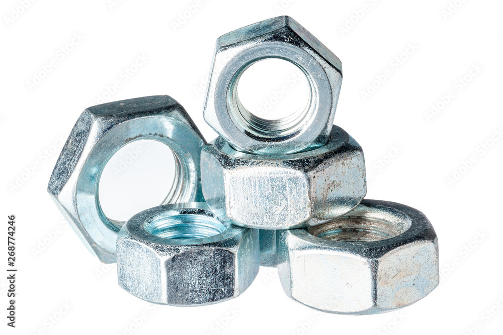 Metal nuts isolated on white background Metal nuts isolated on white background
