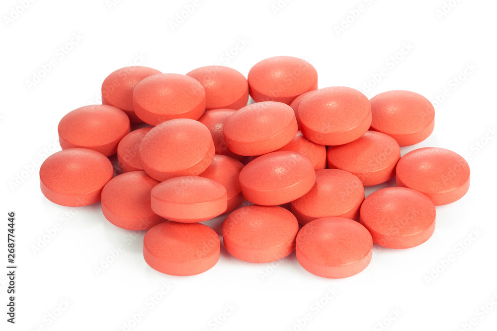 red pills isolated on white red pills isolated on white