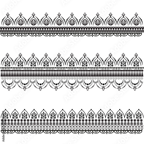 Set of vector decorative patterns. Mehndi.