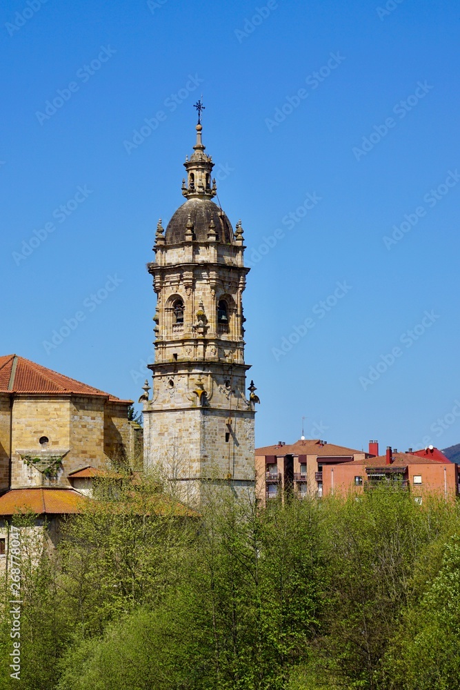 Fototapeta premium church cathedral architecture in the street in Bilbao city Spain, monument in the city