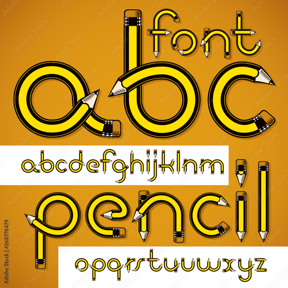 Vector lower case English alphabet letters collection created using